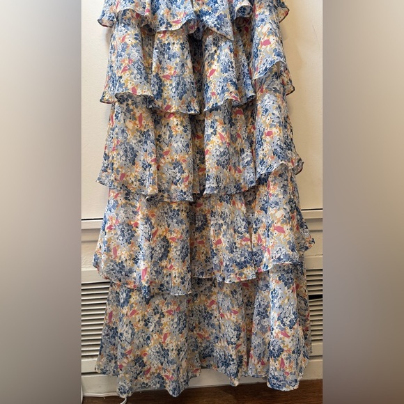 Lauren Ralph Lauren Floral Crinkle Georgette Halter Criss Cross Ruffle Dress 16 - Picture 11 of 16